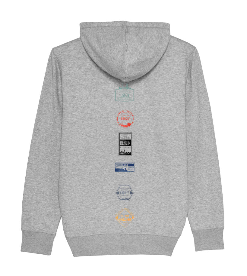 ZIPPED HOODIE - STAMPS DESIGN